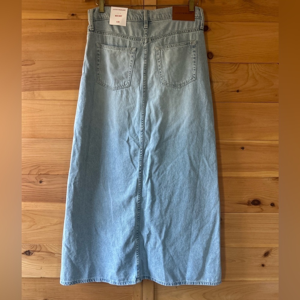 Lucky Brand Light Blue Denim Maxi Skirt NWT 100% cotton size 6/28 - Picture 2 of 7